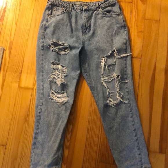 Light Blue Topshop Ripped Mom Jeans - Picture 2 of 5